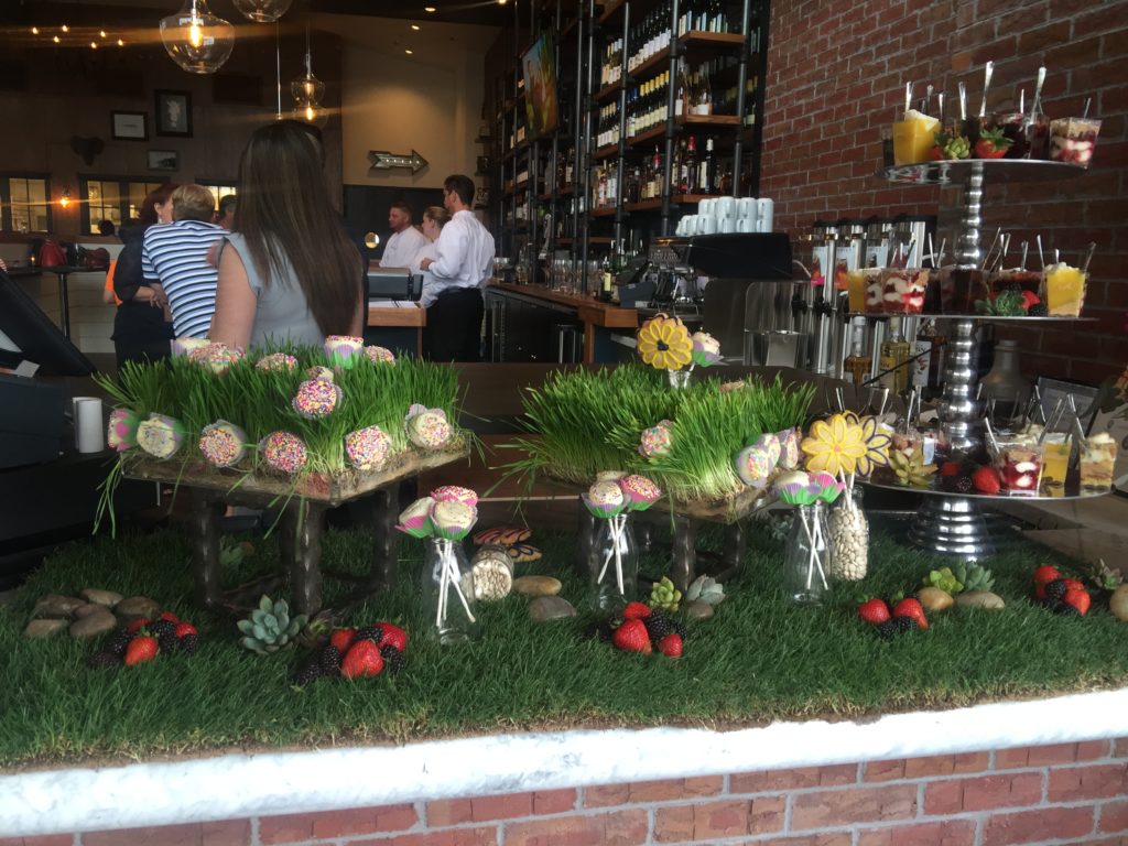 The Herb Box catering menu - Spring Garden treats that included red velvet cake pops.